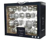 Decoris Kerstballenset glas mix zilver42 st.
