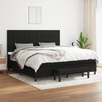 Boxspring met matras stof zwart 200x200 cm