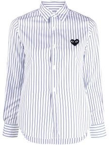 Comme Des Garçons Play chemise rayée à motif cœur - Bleu