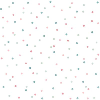 Dutch Wallcoverings Joy - Stippen - Wit/Turquoise/Roze