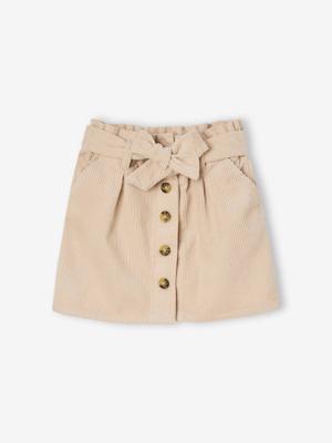 Paperbag-rok van ribfluweel goudbeige