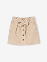 Paperbag-rok van ribfluweel goudbeige