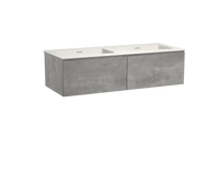 Storke Edge zwevend badmeubel 130 x 52 cm beton donkergrijs met Mata dubbele wastafel in mat witte solid surface - thumbnail