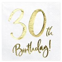 30 Jaar leeftijd verjaardag servetten - 60x stuks - 33x33 cm - Papier - 3-laags - feestartikelen