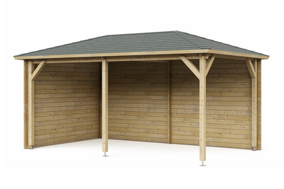 Interflex Paviljoen P3050 520x318 cm 28 mm vuren blank- Puntdak- Onbehandeld vurenhout- Interflex