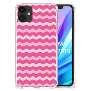 Apple iPhone 11 Doorzichtige Silicone Hoesje Waves Pink