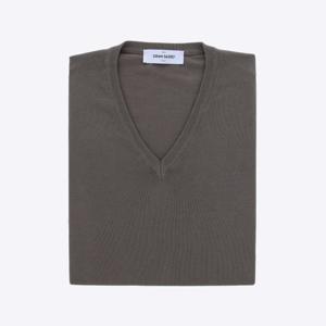 Pull V-hals Taupe Katoen