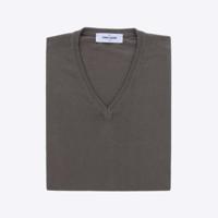 Pull V-hals Taupe Katoen