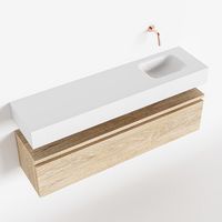 Toiletmeubel Mondiaz Andor | 120 cm | Meubelkleur Washed oak | Lex vrijhangend wastafel Talc Rechts | Zonder kraangat Toiletmeubel Mondiaz Andor | 120 cm | Meubelkleur Washed oak | Lex vrijhangend wastafel Talc Rechts | Zonder kraangat