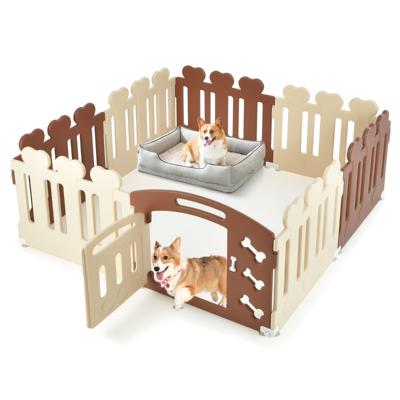 8 Panelen Box voor Honden Puppyren 60 cm Hoog Hondenren met Deur Weerbestendig Huisdierren van HDPE Kunststof Box voor Huisdier