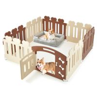 8 Panelen Box voor Honden Puppyren 60 cm Hoog Hondenren met Deur Weerbestendig Huisdierren van HDPE Kunststof Box voor Huisdier