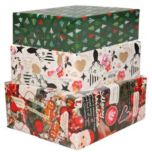 Bellatio Decorations - 6x luxe kerst cadeaupapier rollen in 3-stijlen