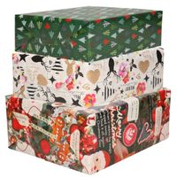 Bellatio Decorations - 6x luxe kerst cadeaupapier rollen in 3-stijlen - thumbnail