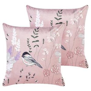 Beliani-CYCLAMEN-Sierkussen set van 2-Roze-45 x 45 cm-Fluweel