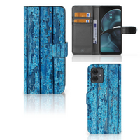 Motorola Moto G14 Book Style Case Wood Blue