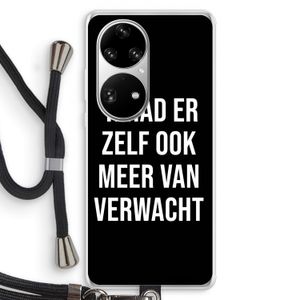 Meer verwacht - Zwart: Huawei P50 Pro Transparant Hoesje met koord