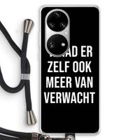 Meer verwacht - Zwart: Huawei P50 Pro Transparant Hoesje met koord Meer verwacht - Zwart: Huawei P50 Pro Transparant Hoesje met koord
