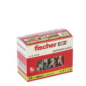 Fischer DUOPOWER 6 x 30 S 50 stuk(s) Wiganker 30 mm