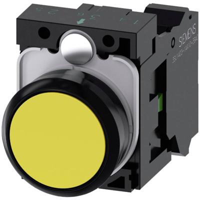 Siemens 3SU11000AB303BA0 3SU1100-0AB30-3BA0 Druktoets Kunststof frontring, Rond Knop Zwart, Geel 1 stuk(s)