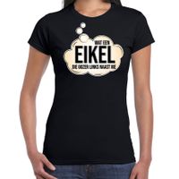 Wat een eikel feest fun tekst t-shirt / shirt zwart voor dames - thumbnail