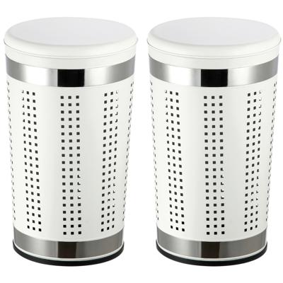 MSV Wasmand Dubai - 2x - RVS metaal - witte deksel - 46 liter - luchtgaten - afsluitbaar