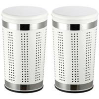 MSV Wasmand Dubai - 2x - RVS metaal - witte deksel - 46 liter - luchtgaten - afsluitbaar