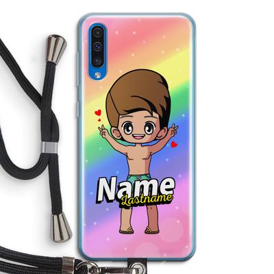 Chibi Maker man: Samsung Galaxy A50 Transparant Hoesje met koord