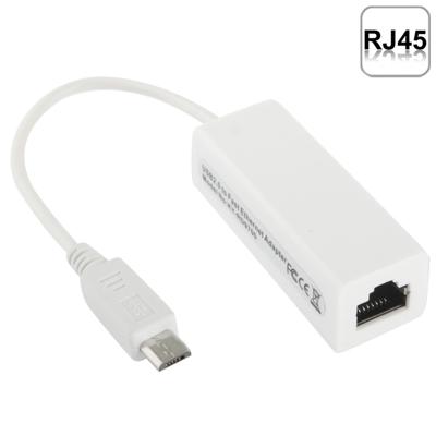 Micro USB 2.0 Ethernet Adapter voor Tablet PC / Android TV Kabel lengte: 20 cm wit