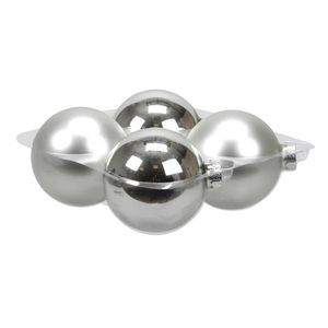 4x stuks glazen kerstballen zilver 10 cm mat/glans - Kerstbal