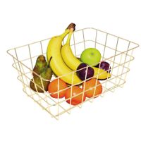 Fruitschaal/fruitmand middelgroot staaldraad goud 30 x 21 x 14 cm