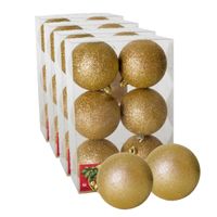 24x stuks kerstballen goud glitters kunststof 8 cm