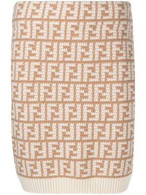 FENDI jupe en maille à motif FF - Tons neutres