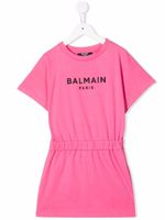 Balmain Kids robe à logo imprimé - Rose