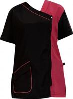 Trimshirt k.mouw zwart"fuchsia, zijsluiting - Maat 5XL