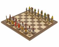 De Hongaars versus Turks Handbeschilderde Schaakset