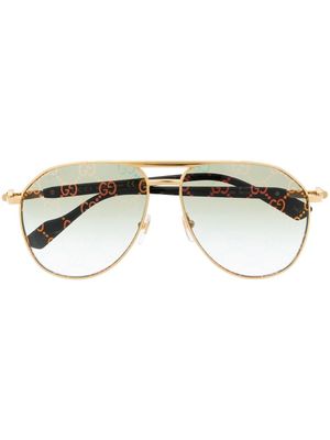 Gucci Eyewear lunettes de soleil à monture pilote - Or