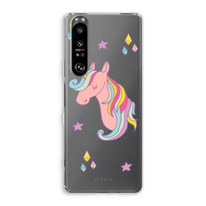 Roze eenhoorn: Sony Xperia 1 III Transparant Hoesje