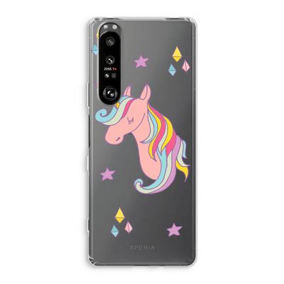 Roze eenhoorn: Sony Xperia 1 III Transparant Hoesje