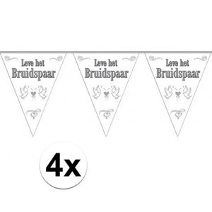 4x Leve het bruidspaar bruiloft versiering vlaggenlijn   -