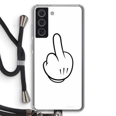 Middle finger white: Samsung Galaxy S21 FE Transparant Hoesje met koord
