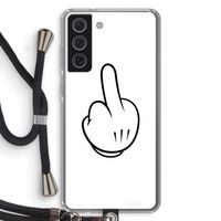 Middle finger white: Samsung Galaxy S21 FE Transparant Hoesje met koord