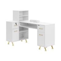 Nageltafel - afsluitbaar - wit/goud - 2 lades