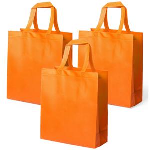 Draagtas/schoudertas/boodschappentas met hengsels - 4x stuks - oranje - 35 x 40 x 15 cm - polyester