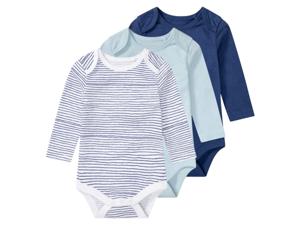 lupilu 3 baby rompertjes (62/68, Strepen/donkerblauw/blauw)