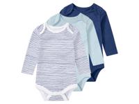 lupilu 3 baby rompertjes (50/56, Strepen/donkerblauw/blauw)