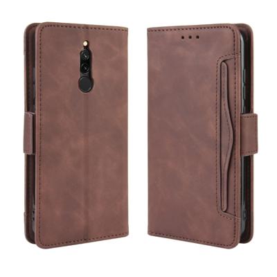 Voor Xiaomi Redmi 8 portemonnee stijl huid voelen kalf patroon lederen draagtas met aparte kaartsleuf (bruin)