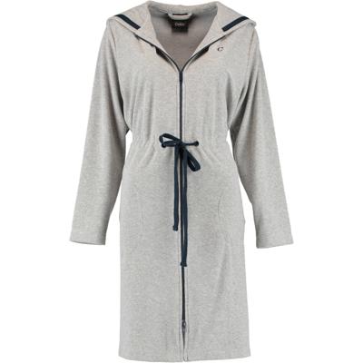 Cawö Cawö Dames Badjas met Capuchon, band en rits 821 - Grau-blau XS