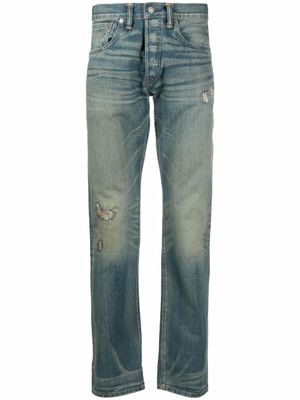 Ralph Lauren RRL jean droit à finitions effilochées - Bleu