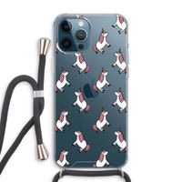 Eenhoorns overal: iPhone 12 Pro Max Transparant Hoesje met koord