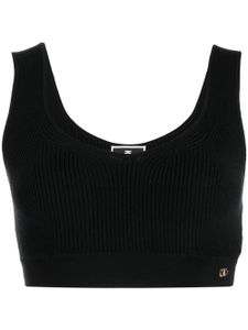 Elisabetta Franchi haut crop en maille nervurée - Noir